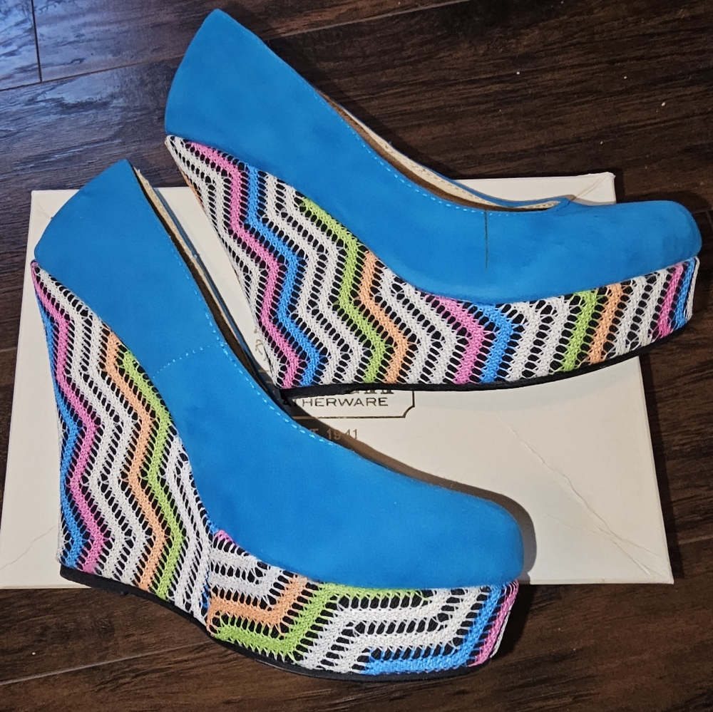 Blue Wedge Heels